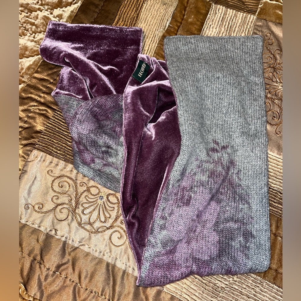 Hobbs Velvet & Knit Purple Scarf